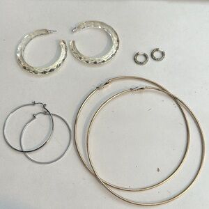 Set of three large hoop earrings
